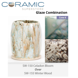 Celadon Bloom SW-150 over Winter Wood SW-155 Stoneware Combination Celadon Bloom SW-150 over Winter Wood SW-155 Stoneware Combination